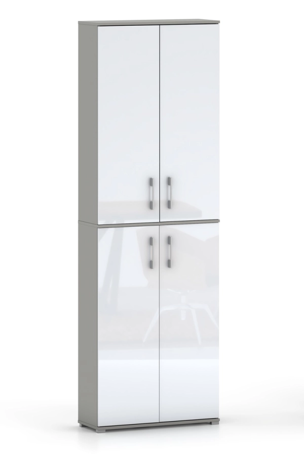 Szafa biurowa Pola 215 - 4D 60cm Szary Arktyczny z frontami w połysku